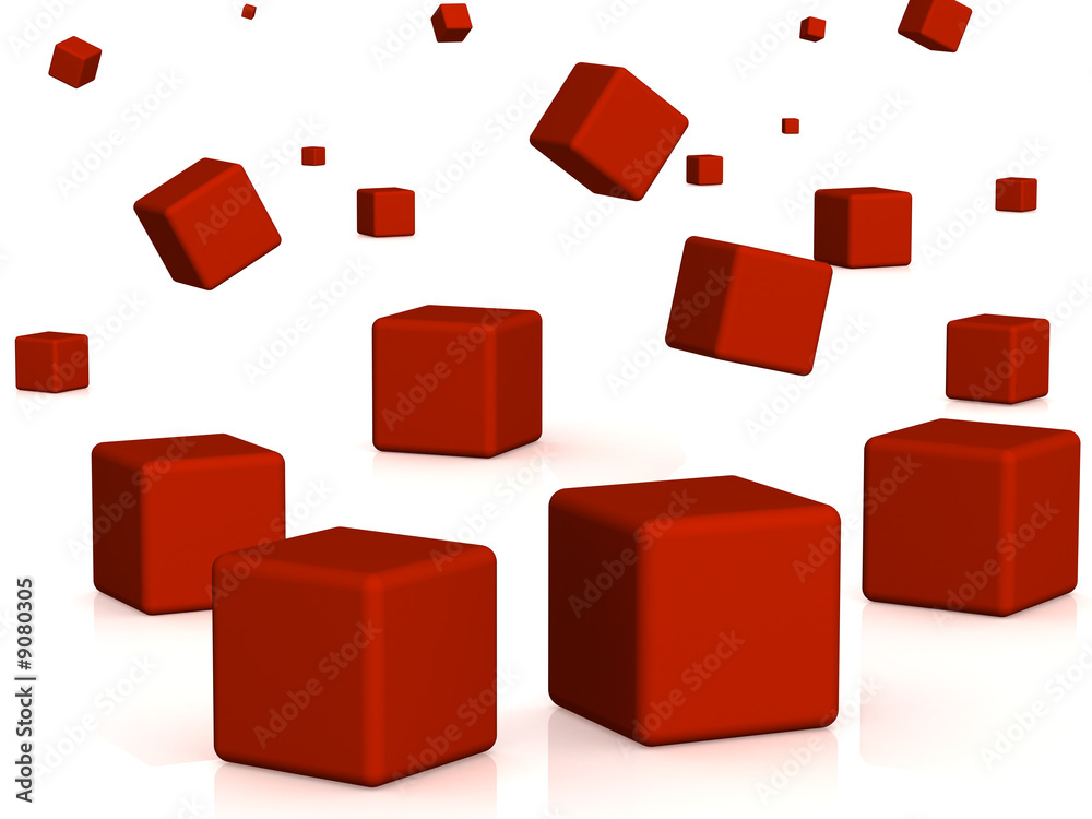 Abstract background - falling red boxes Abstract background - falling red boxes