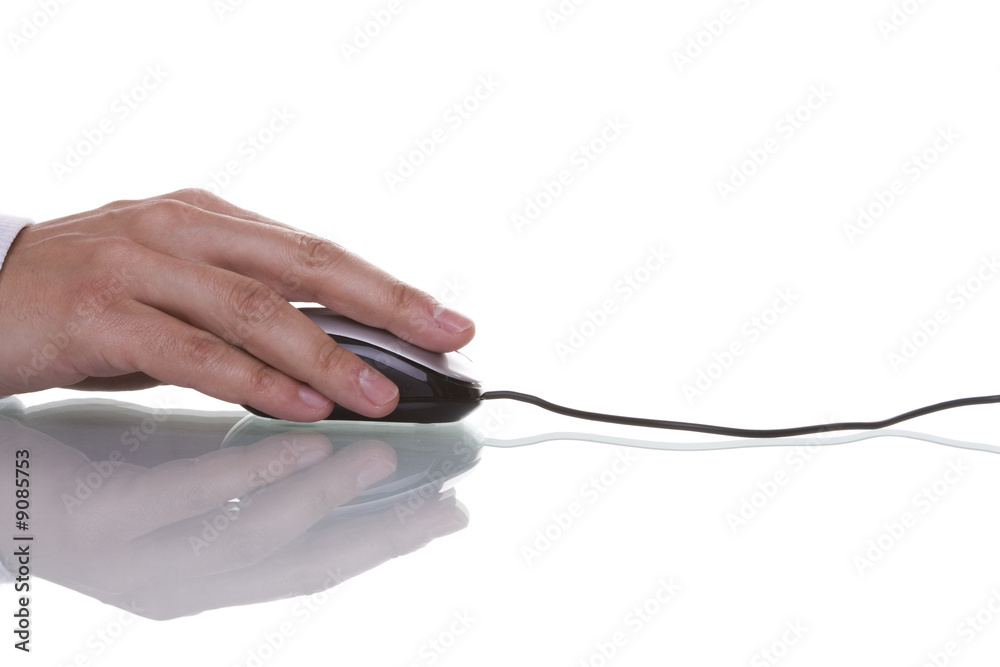 businessman hand using a mouse (isolated on white) businessman hand using a mouse (isolated on white)