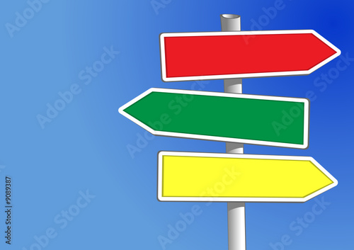 Signpost with three arrows (vector) to add your own text © Palabra