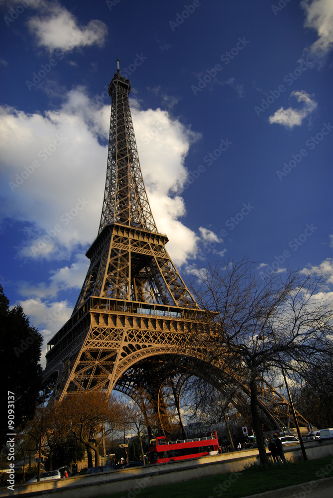 Fototapeta premium The Eiffel Tower, wide-angle view.