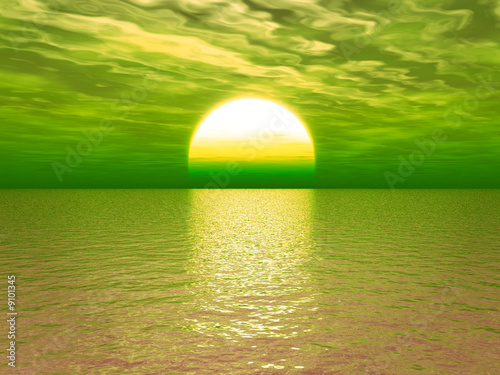 Fototapeta Naklejka Na Ścianę i Meble -  Beautiful sea and sky at sunset - digital artwork