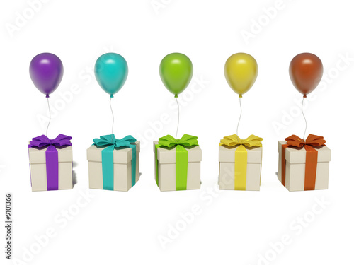 gift boxes with balloons