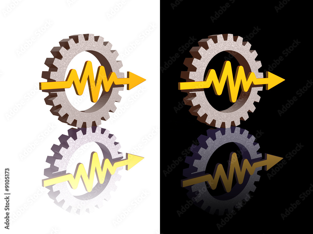 Naklejka premium gear-graph logos on black and white background - 3d illustration