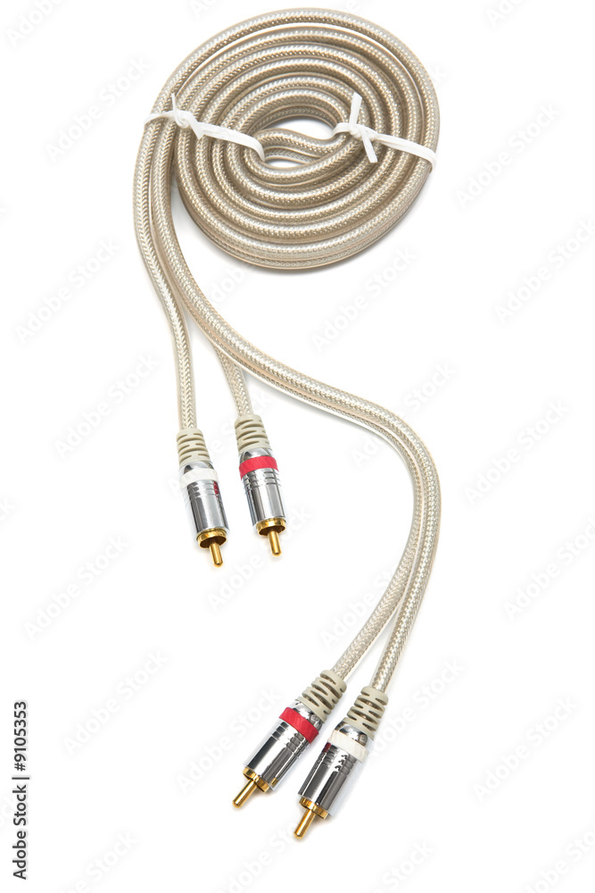 modern audio cable with a gold covering modern audio cable with a gold covering