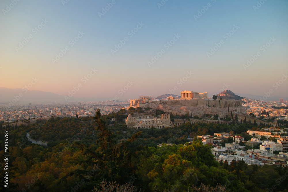 Akropolis bei Sonnenuntergang