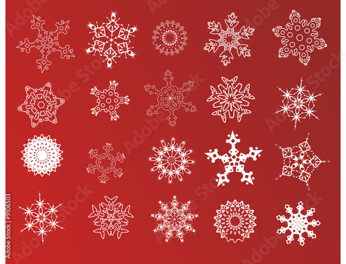 Set of 20 vector snowflakes