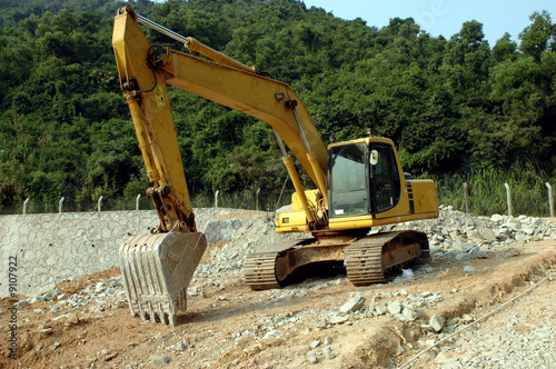 Road under construction with typical digger.