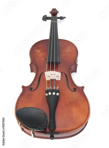 Violin isolated on white. It's a fairly old instrument.