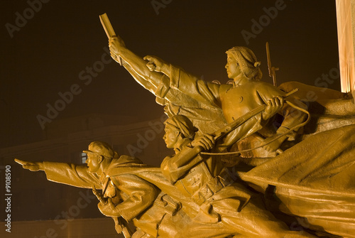 Mao Statue Heroes Zhongshan Square Shenyang Liaoning Night photo