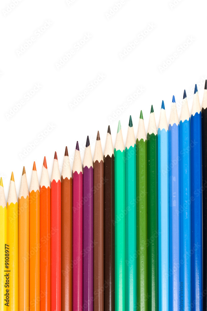 Color pencils on a white background Color pencils on a white background