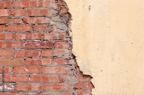 Half brick half stucco background.