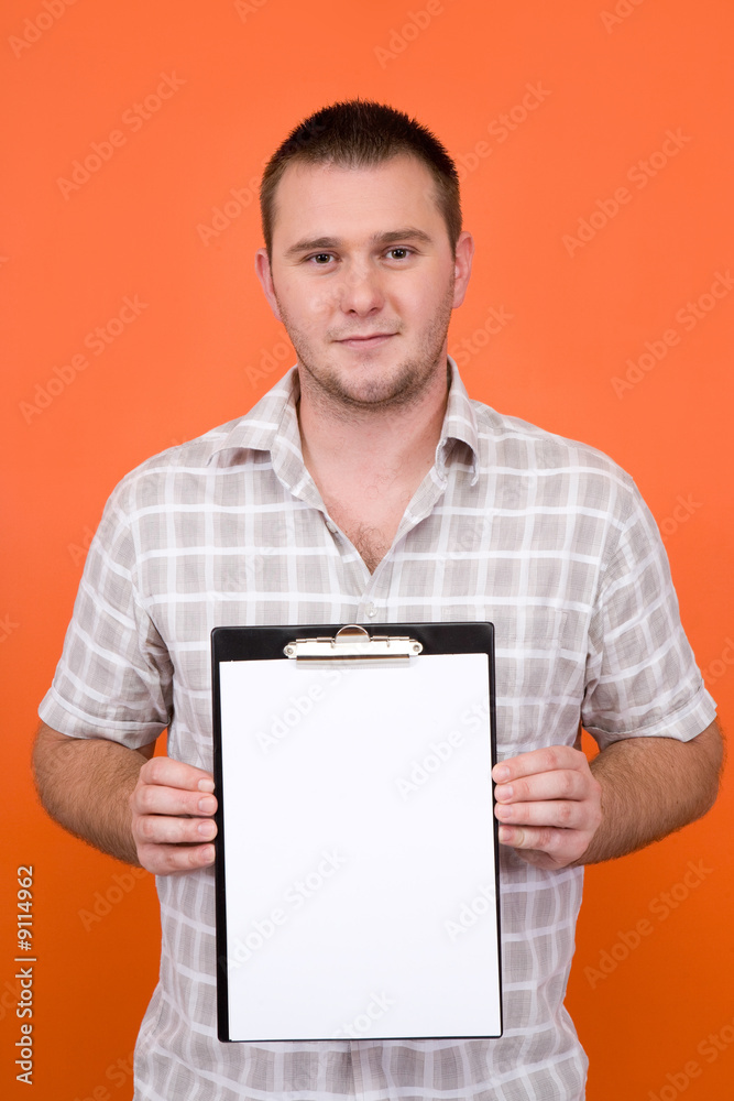 casual student with blank paper casual student with blank paper