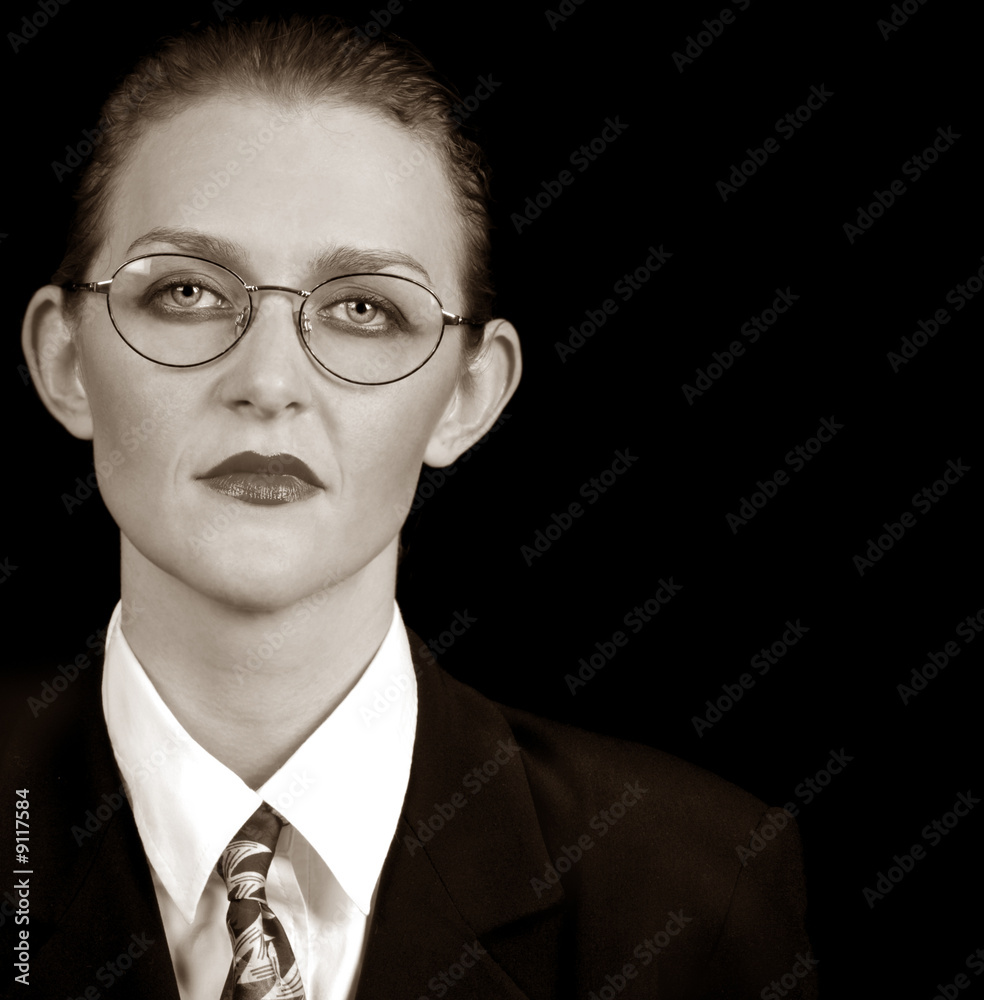 Black and white portrait of a Stern Business woman Black and white portrait of a Stern Business woman