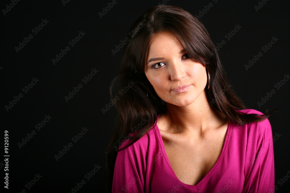 Fototapeta premium girl isolated on black background