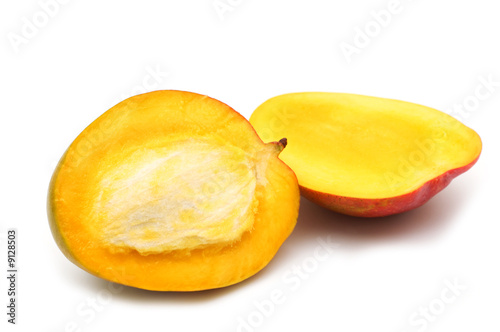 slice mango on white background
