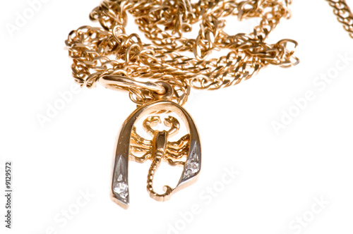 object on white - Golden chain with scorpion