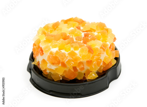 sweet cheese with papaya on white background