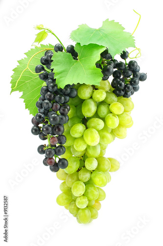 cluster of green grape isolated on white background