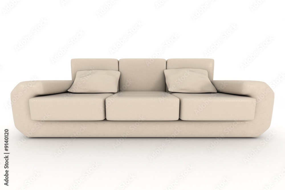 Obraz premium Isolated leather sofa. An interior. 3D image.