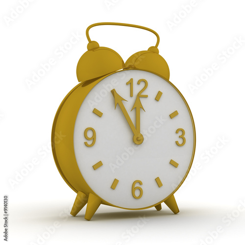 Old alarm clock. 3D image.