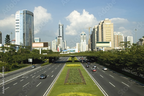 China  Shenzhen - main avenue and skyscrapers