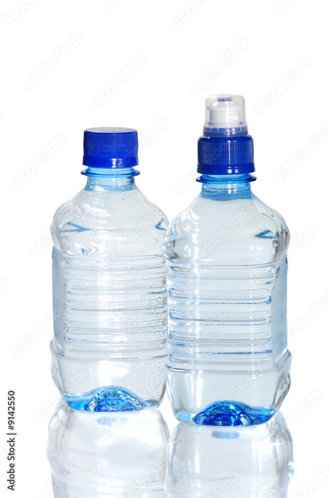 Bottle of water. Isolated on white, with reflection. Bottle of water. Isolated on white, with reflection.