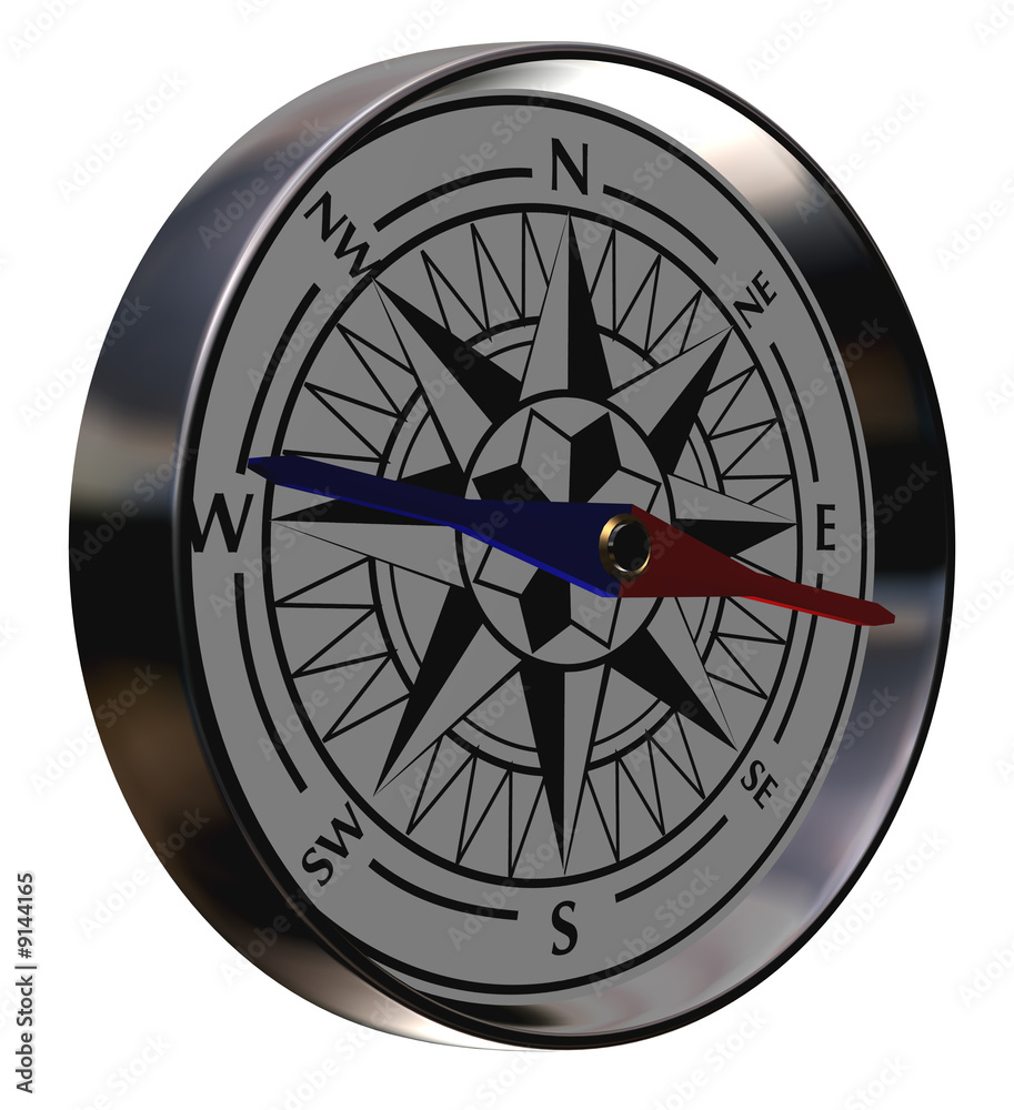 Crome compass on white background - path included Crome compass on white background - path included