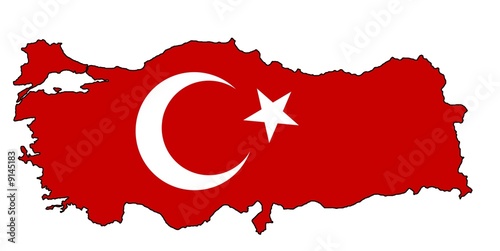 Flag on Turkey map photo