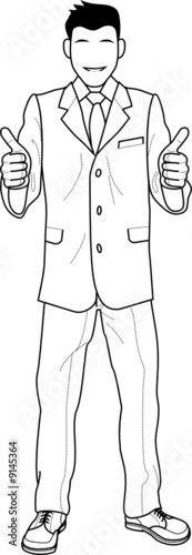 Illustration of businessman giving thumbs up