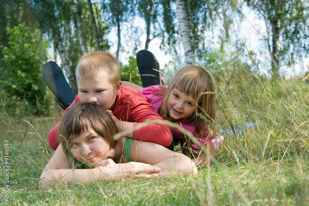 happy family spending time together on a summer day happy family spending time together on a summer day