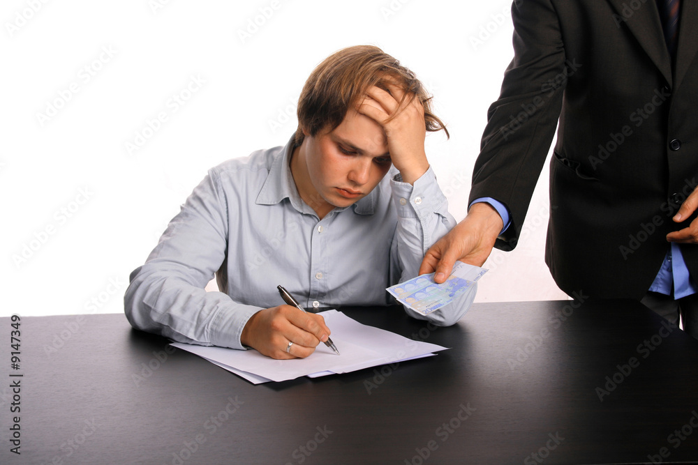 businessman signing contract over white background businessman signing contract over white background