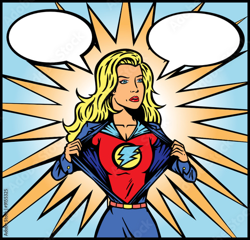 Superhero girl getting ready for action