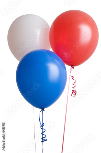 Three colorful balloons isolated on white background