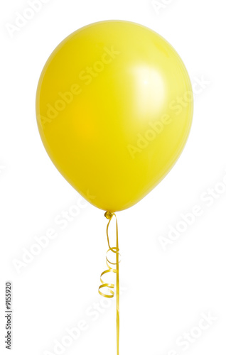 Vibrant yellow balloon isolated on white background