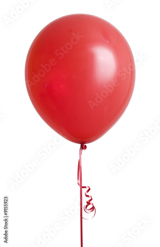 Vibrant red balloon isolated on white background