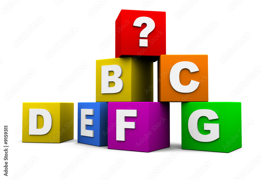blocks with the letters of the alphabet and a question mark blocks with the letters of the alphabet and a question mark