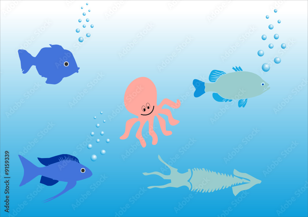 illustration of an aquatic scene illustration of an aquatic scene