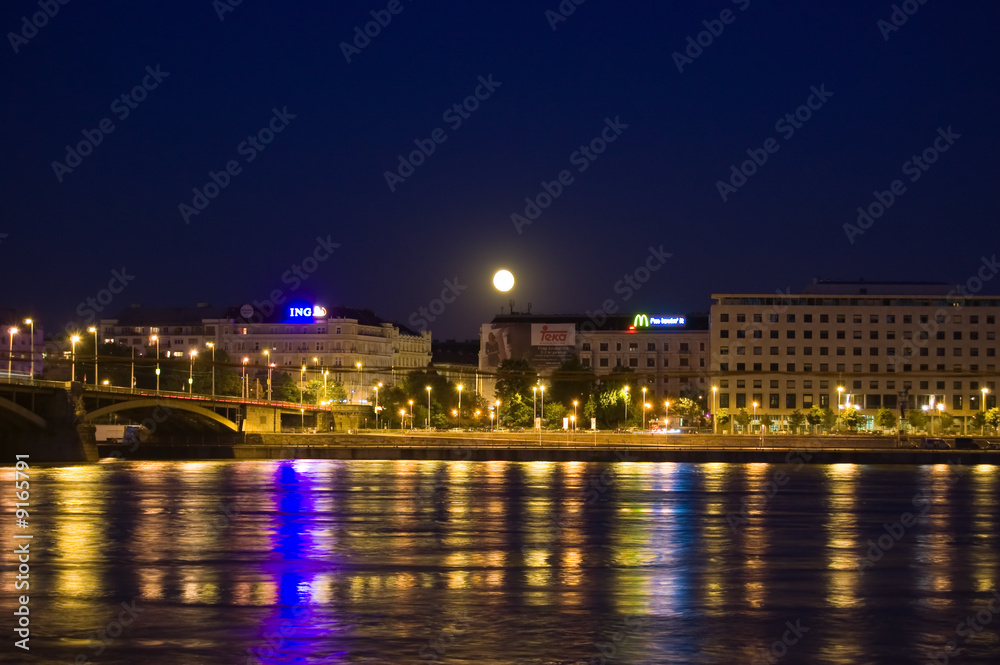 Budapest in night and moon