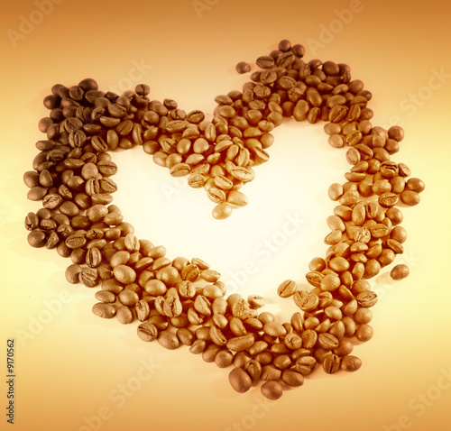 Heart made from coffee beans