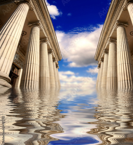 Picture of large greek freestone columns .