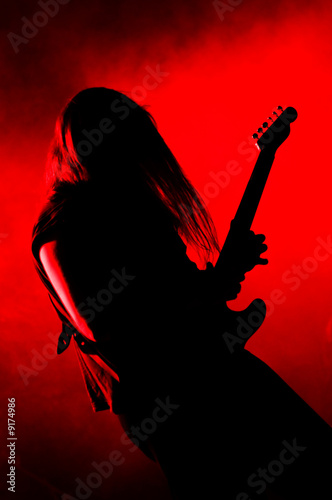 Heavy metal guitarist live on stage
