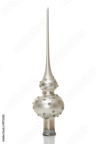 Silver xmas tree top adornment, isolated