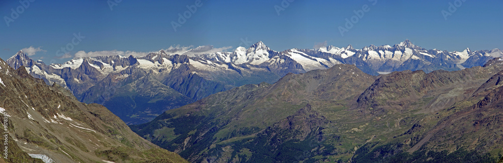 Panorama der Walliser Alpen und dem Rhonetal