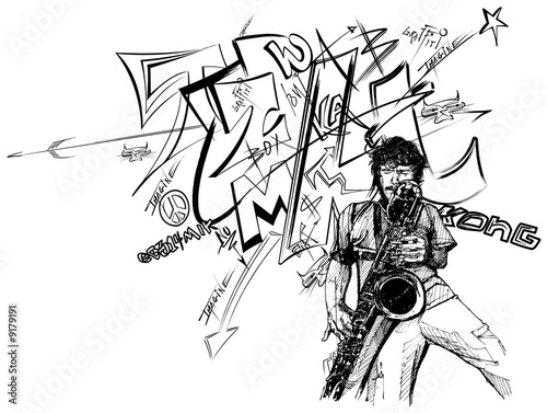 illustration of a jazz saxophonist