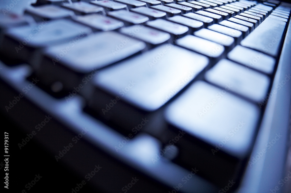 blue keyboard of the personal computer