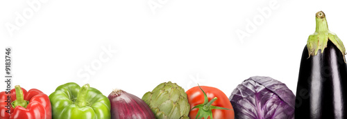 composition with vegetables on a white background (panoramic)