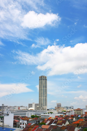 Komtar Tower and cityscape found in Penang, Malaysia.