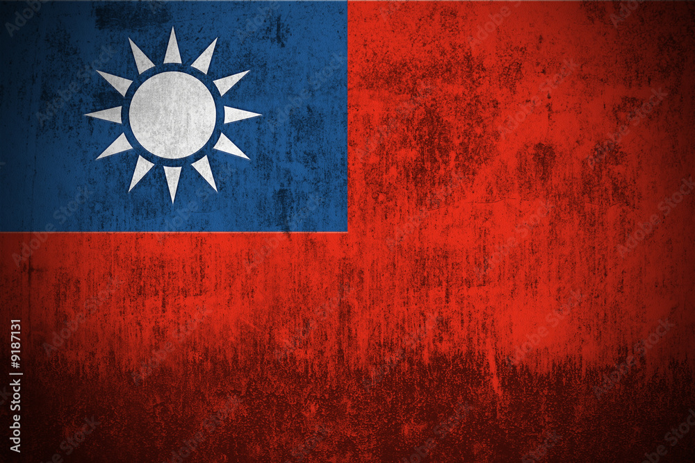 Weathered Flag Of Taiwan, fabric textured
