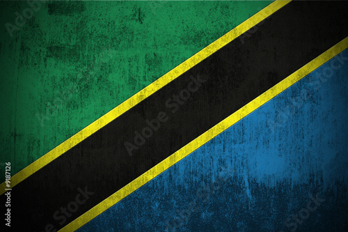 Weathered Flag Of Tanzania, fabric textured #9187126