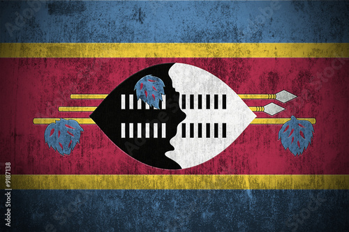 Weathered Flag Of Swaziland, fabric textured